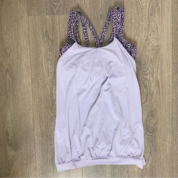 Lululemon Nouveau Limits Tank Top Lilac Miss Mosaic Lilac Deep Zinfandel Size 4 - Picture 5 of 16